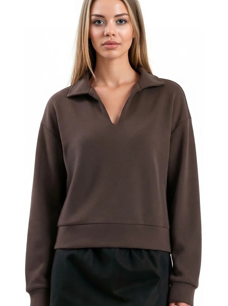 Blusa feminina em mistura de modal busem Cinza escuro - Kiabi