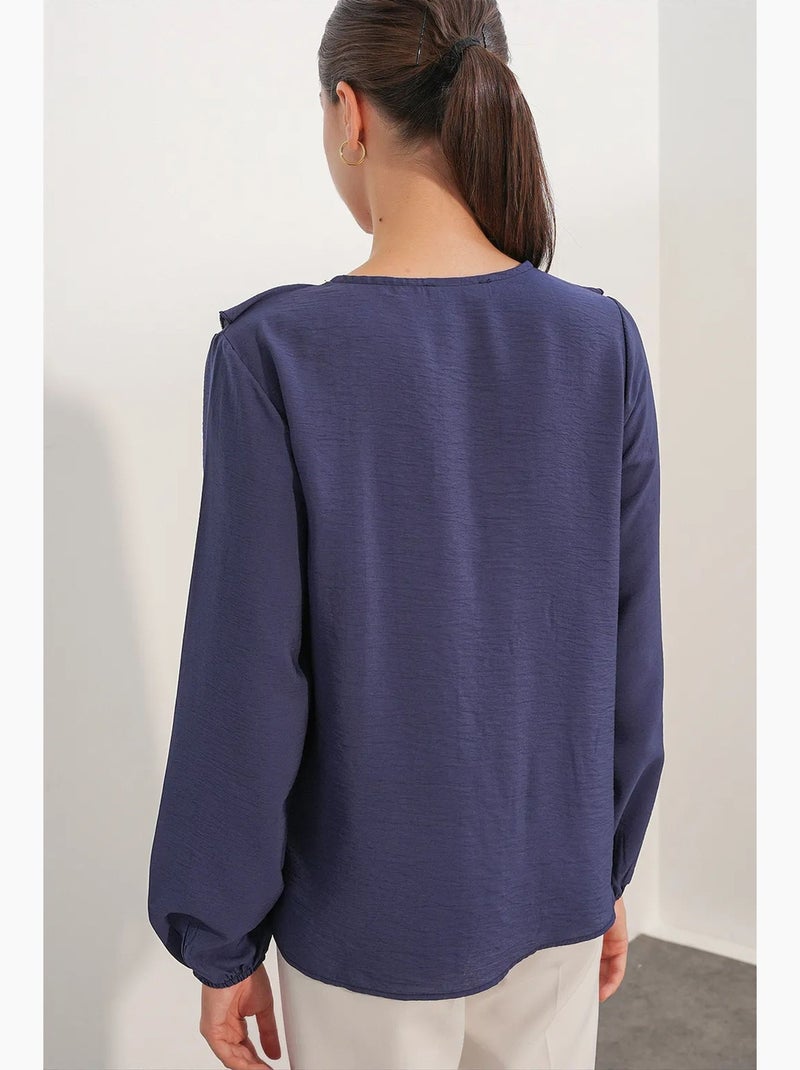 Blusa feminina em mistura de viscose bdart Azul-marinho - Kiabi