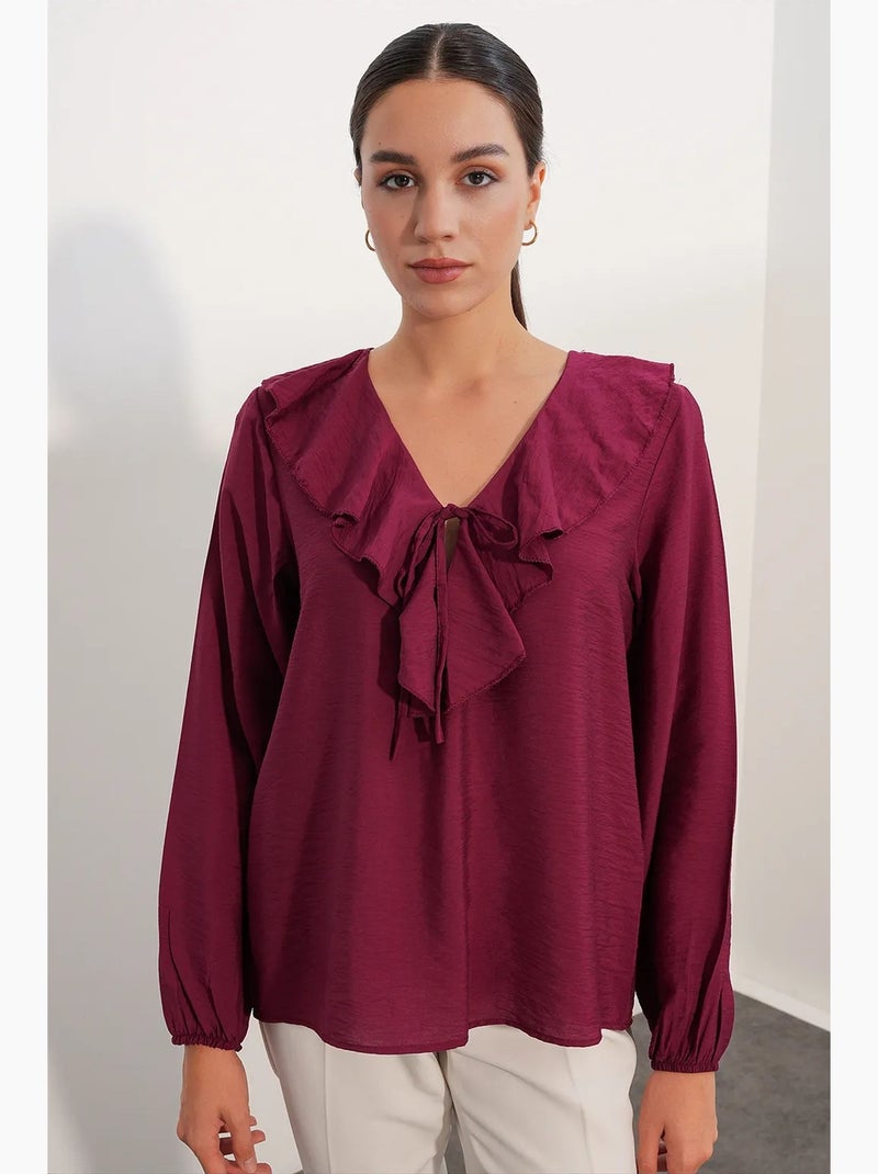 Blusa feminina em mistura de viscose bdart Vermelho bordô - Kiabi