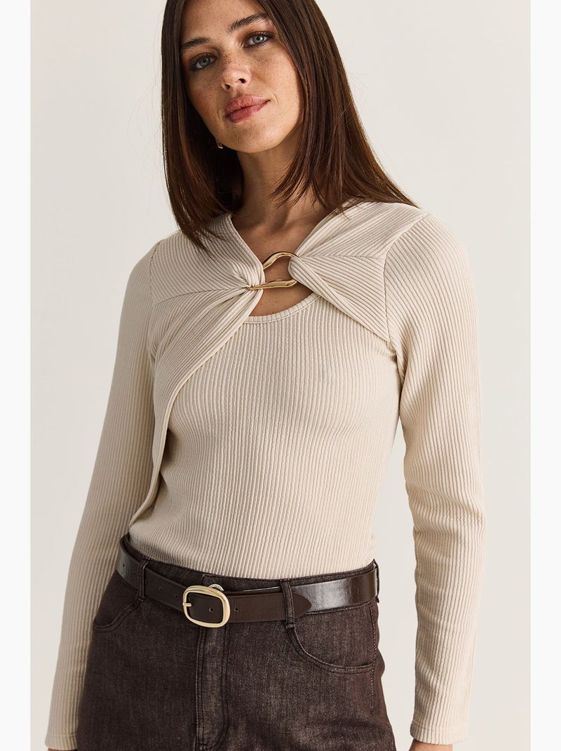 Blusa feminina lucci Bege-argila - Kiabi