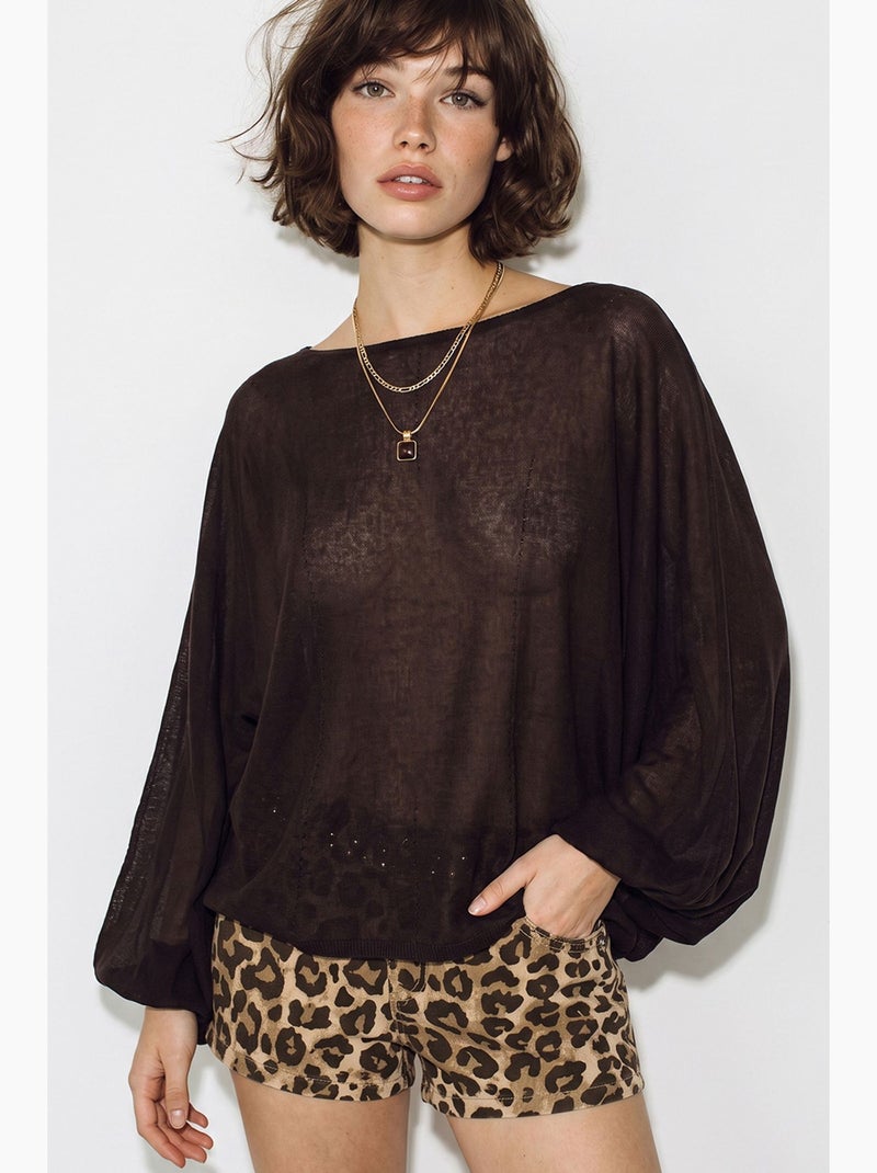 Blusa feminina lucci Castanho - Kiabi