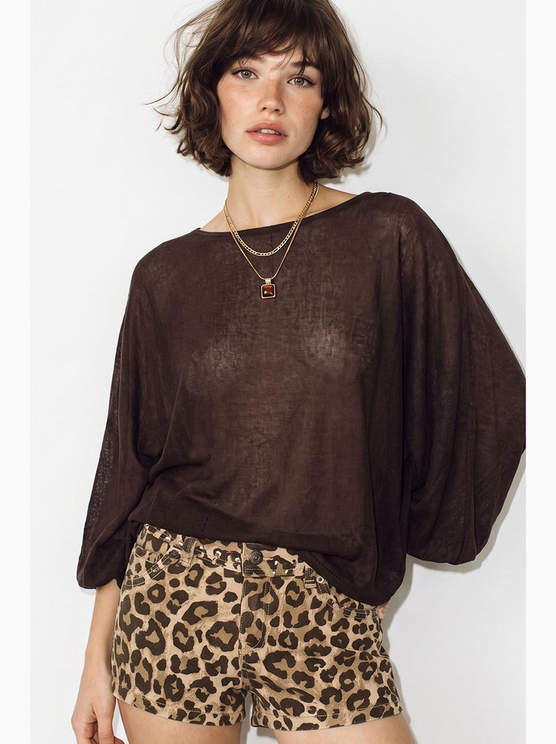 Blusa feminina lucci Castanho - Kiabi