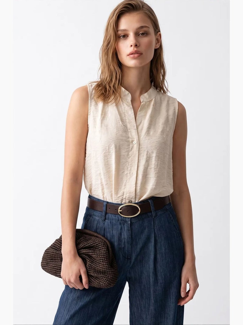 Blusa feminina mixray Bege-argila - Kiabi