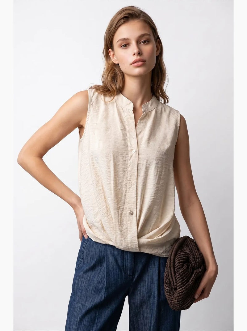 Blusa feminina mixray Bege-argila - Kiabi