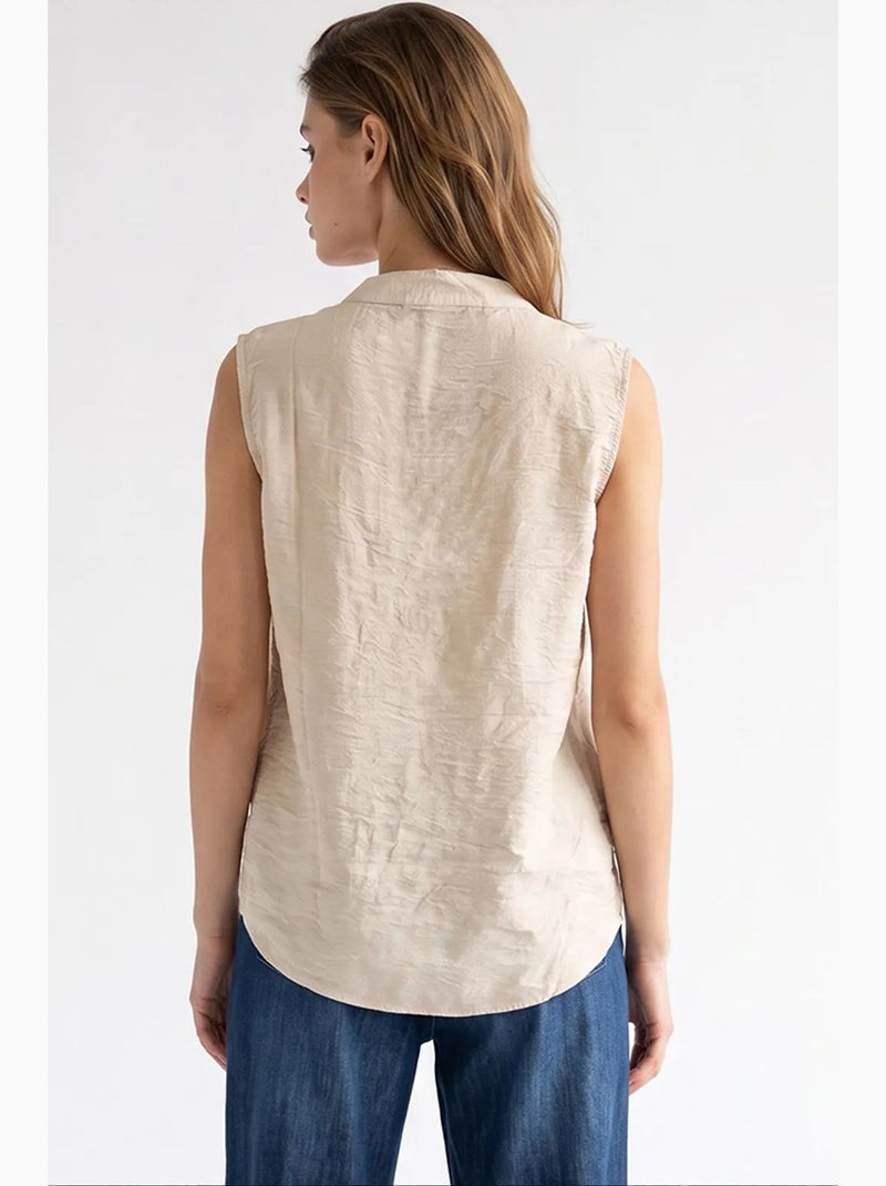 Blusa feminina mixray Bege-argila - Kiabi
