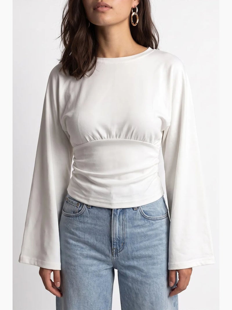 Blusa feminina mixray Branco sujo - Kiabi