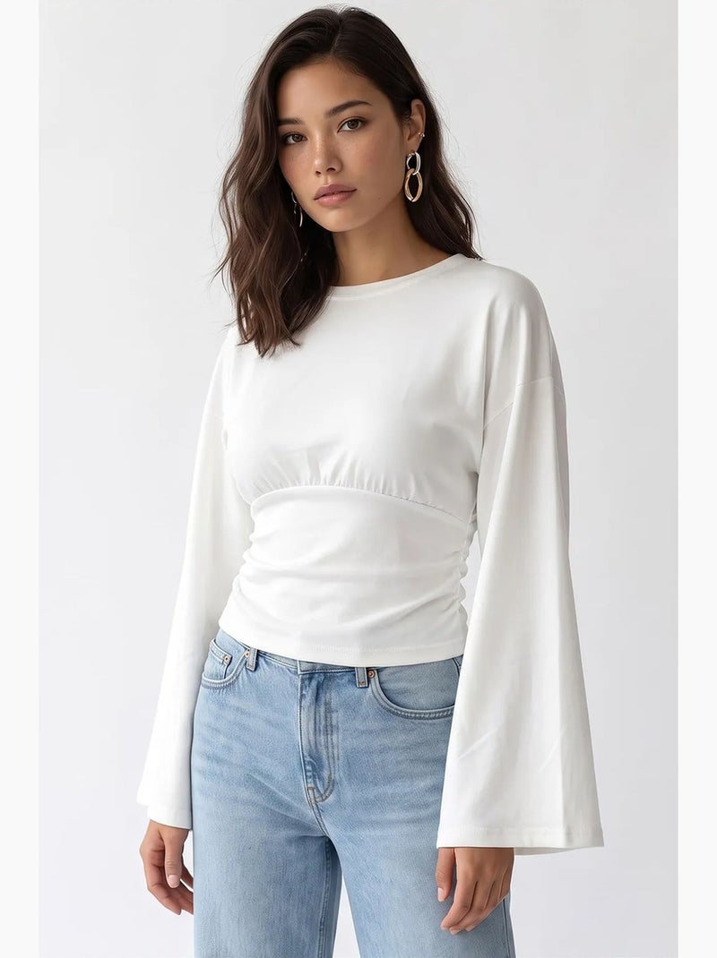 Blusa feminina mixray Branco sujo - Kiabi