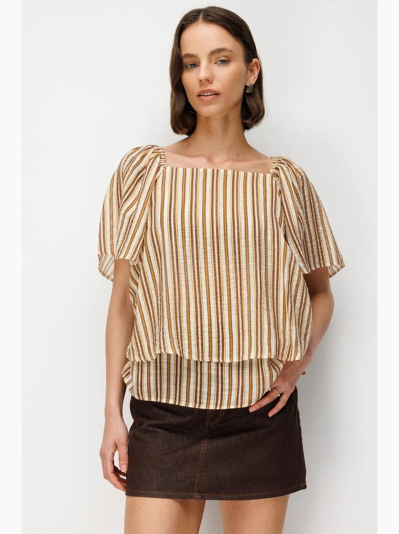 Blusa feminina mixray Creme - Kiabi