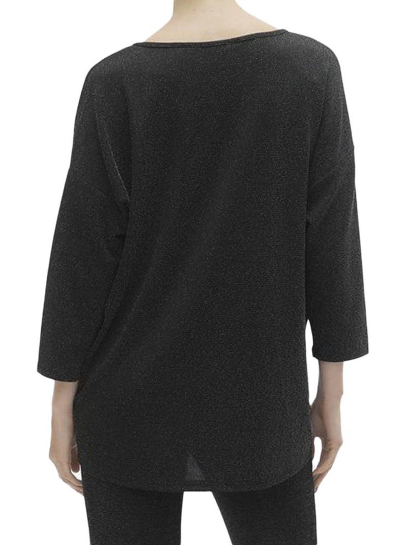 Blusa Feminina Vero Moda Kanva 3/4 Preta Preto Prateado - Kiabi