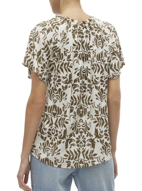 Blusa Feminina Vero Moda Mima Branca/Camel - Kiabi Blusa Feminina Vero Moda Mima Branca/Camel - Kiabi