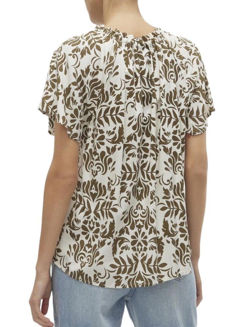Blusa Feminina Vero Moda Mima Branca/Camel Branco - Kiabi