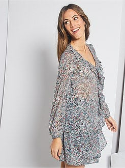 Blusa florida com folho - Kiabi