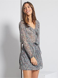 Blusa florida com folho - Kiabi