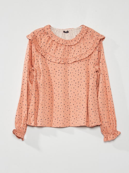 Blusa florida com folhos - Kiabi