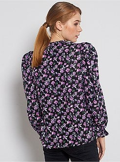 Blusa florida com mangas largas - Kiabi