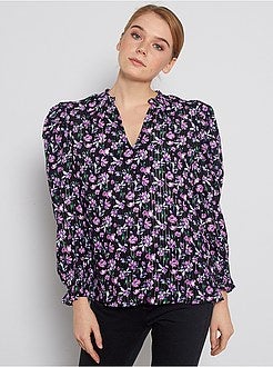 Blusa florida com mangas largas - Kiabi