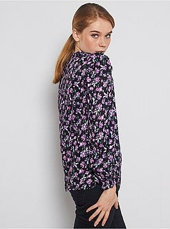 Blusa florida com mangas largas - Kiabi