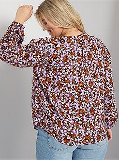 Blusa florida com recorte em V - Kiabi