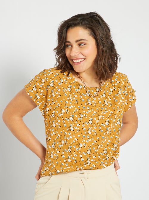Blusa florida de manga curta - Kiabi
