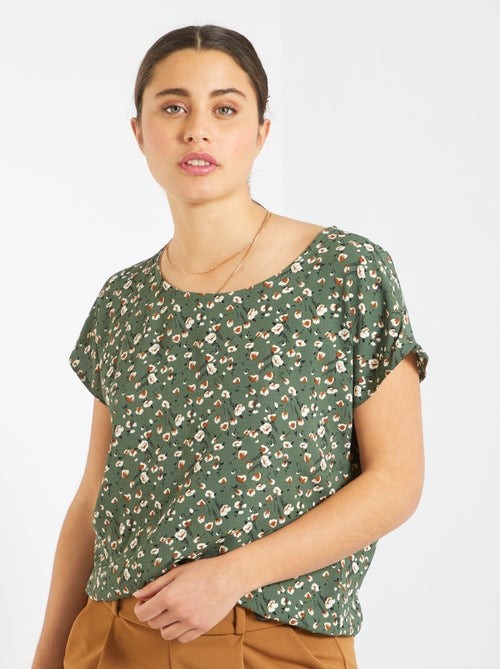 Blusa florida de manga curta - Kiabi