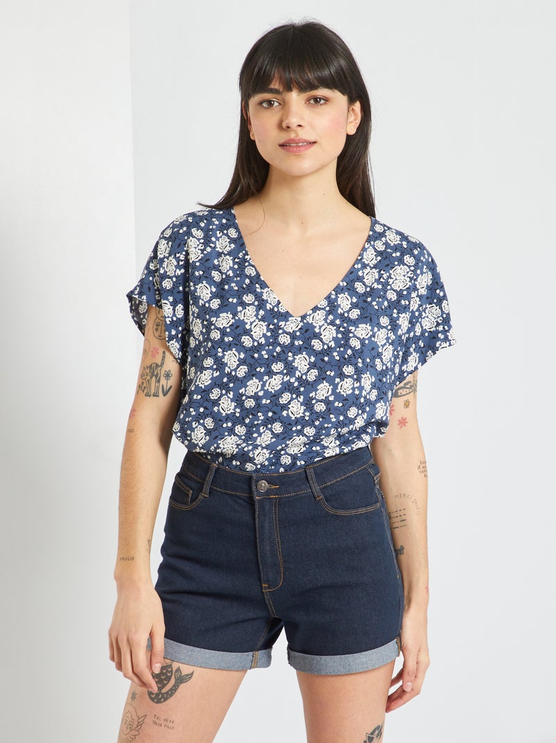Blusa florida 'JDY' AZUL - Kiabi