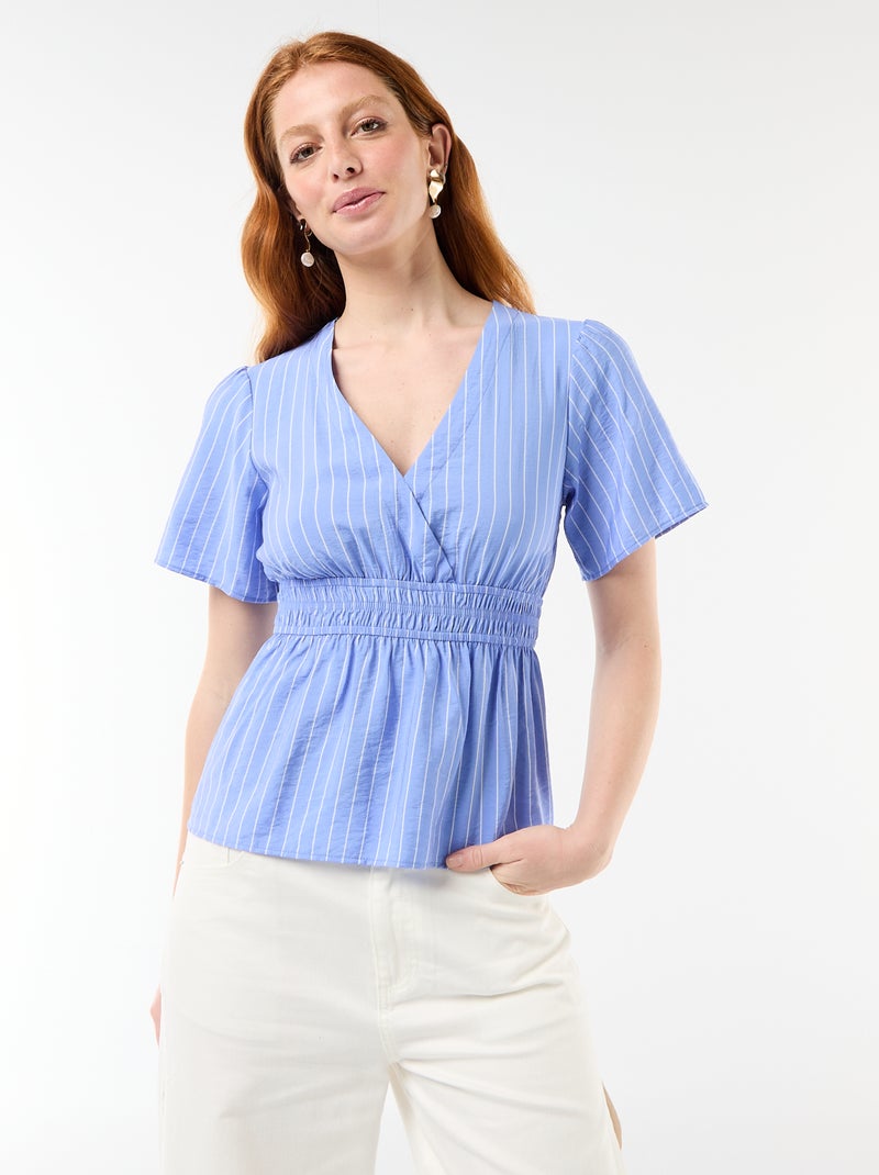 Blusa fluida com corte evasê Azul - Kiabi