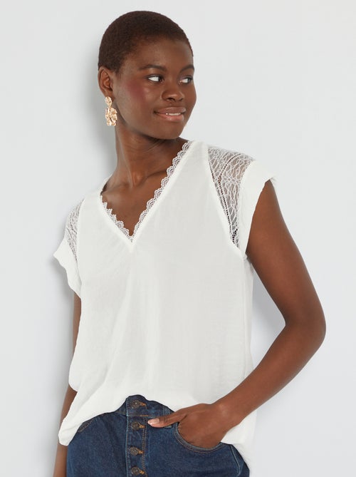 Blusa fluida com decote em bico - Kiabi