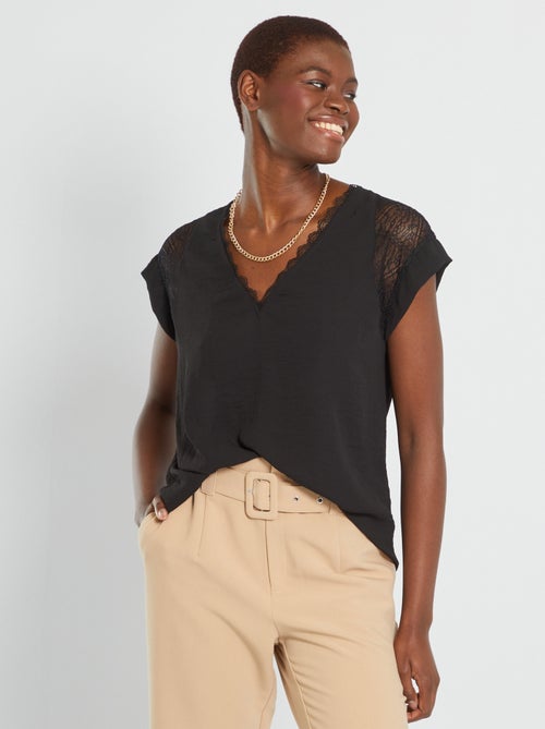 Blusa fluida com decote em bico - Kiabi
