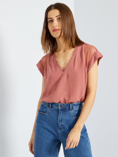 Blusa fluida com decote em bico - Kiabi