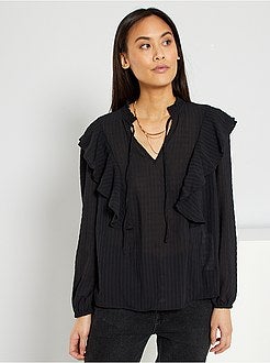 Blusa fluida com efeito rufos - Kiabi