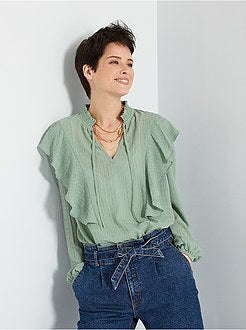 Blusa fluida com efeito rufos - Kiabi