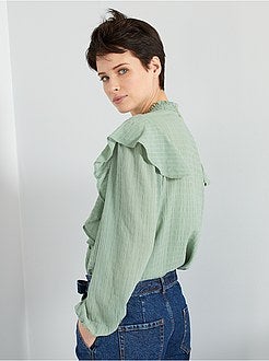 Blusa fluida com efeito rufos - Kiabi