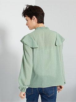 Blusa fluida com efeito rufos - Kiabi