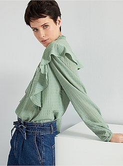 Blusa fluida com efeito rufos - Kiabi