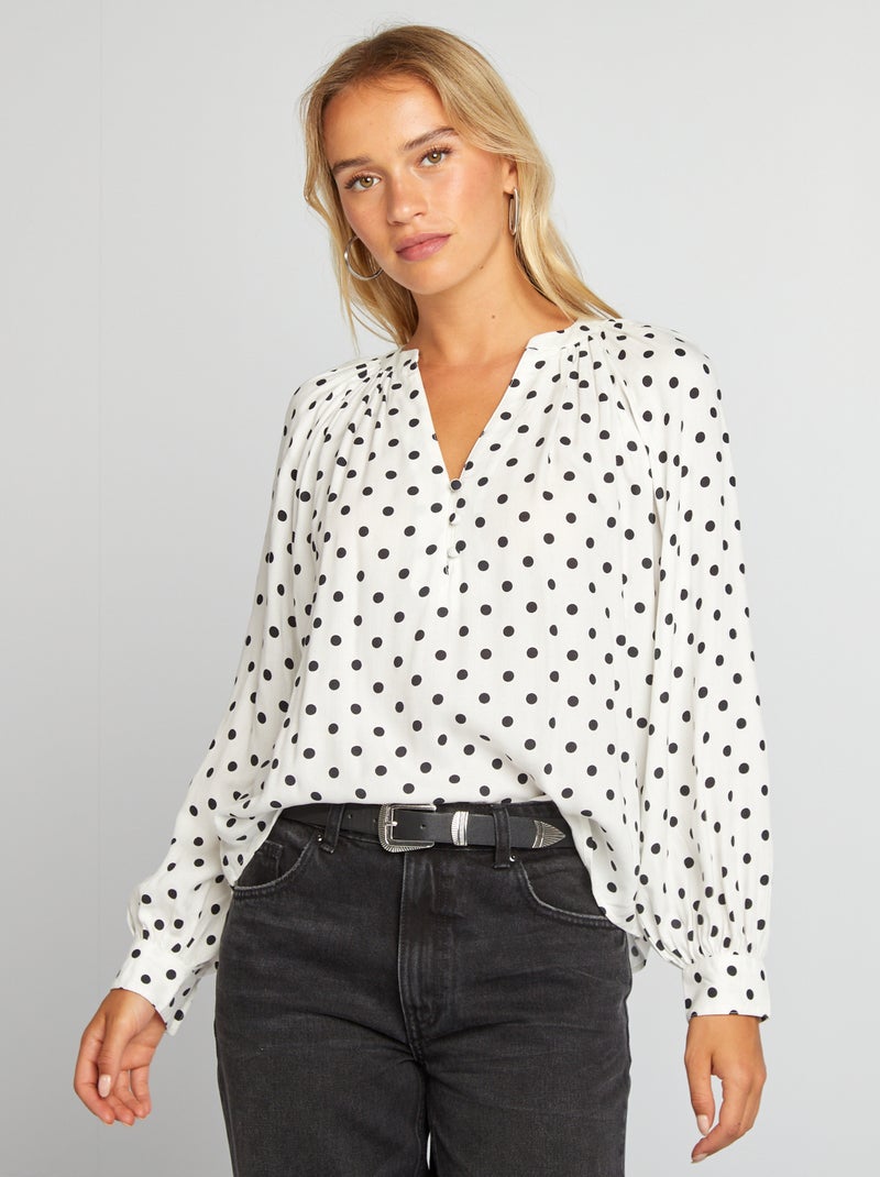 Blusa fluida com estampado BRANCO - Kiabi