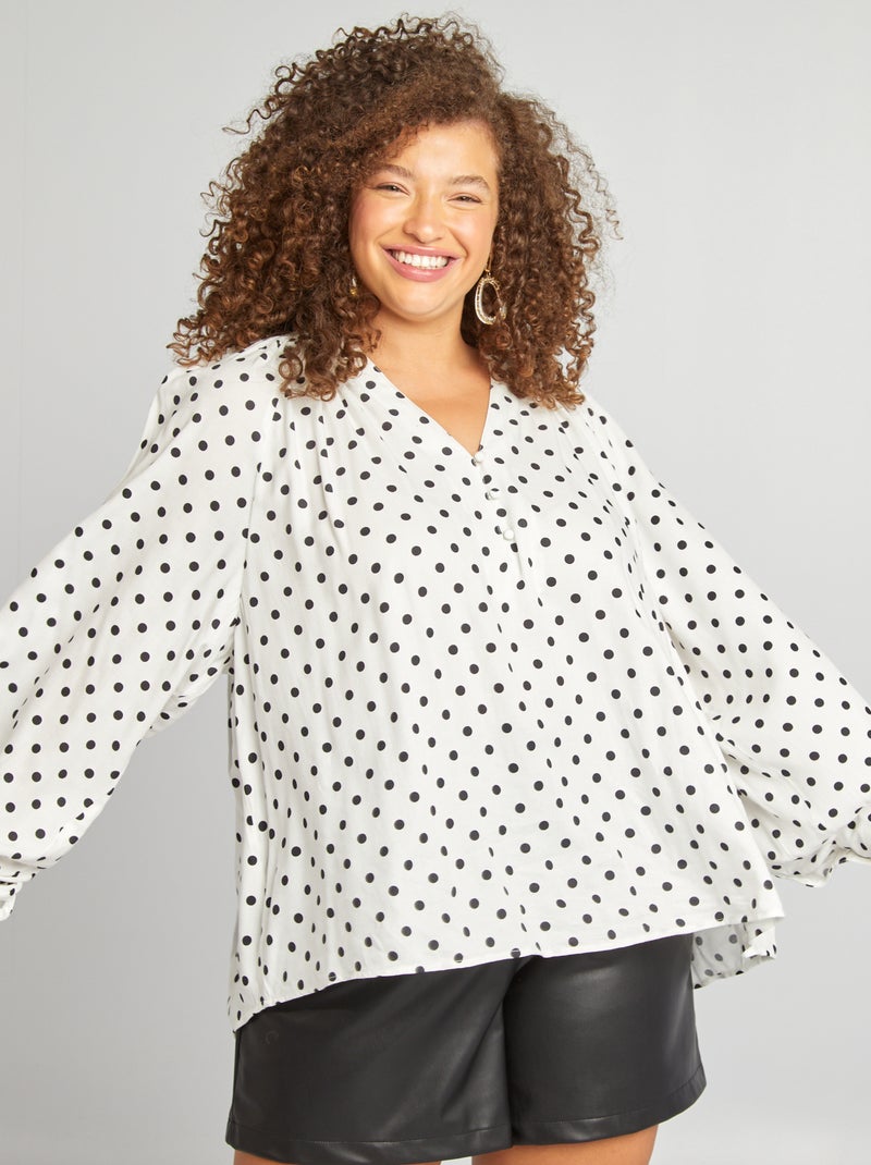 Blusa fluida com estampado BRANCO - Kiabi