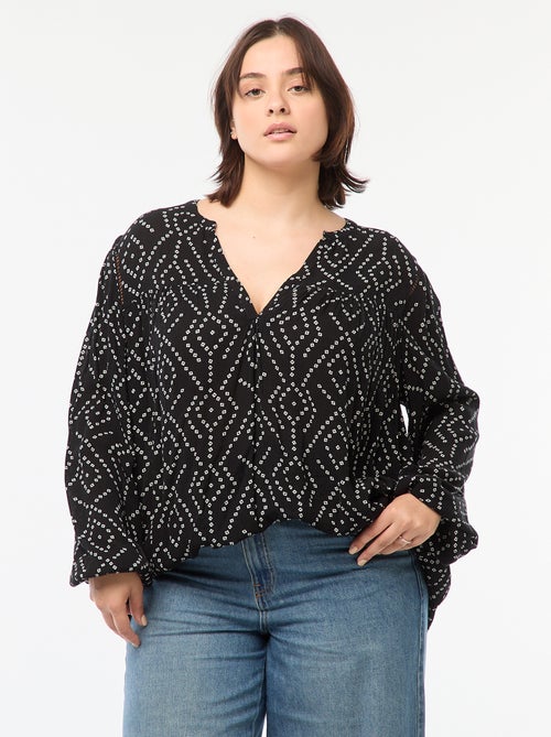 Blusa fluida com estampado em malha crepe - Kiabi
