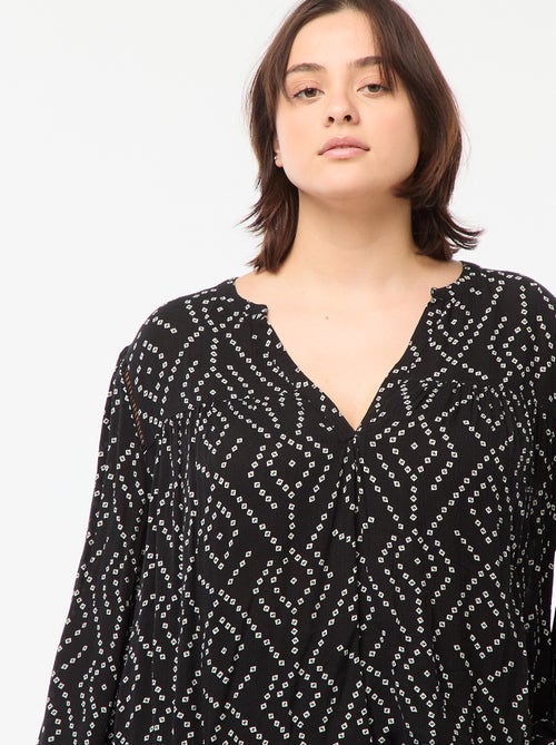 Blusa fluida com estampado em malha crepe - Kiabi