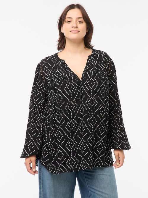 Blusa fluida com estampado em malha crepe - Kiabi