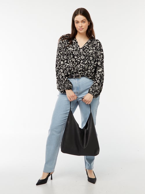 Blusa fluida com estampado em malha crepe - Kiabi