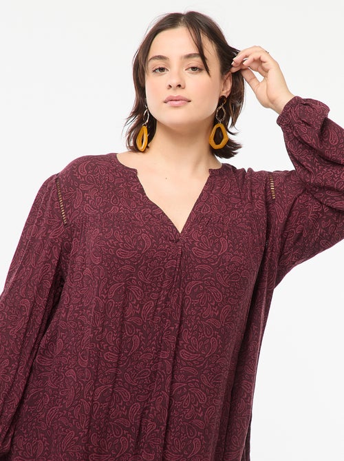 Blusa fluida com estampado em malha crepe - Kiabi