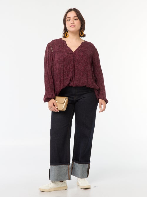 Blusa fluida com estampado em malha crepe - Kiabi