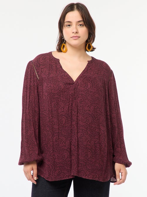 Blusa fluida com estampado em malha crepe - Kiabi