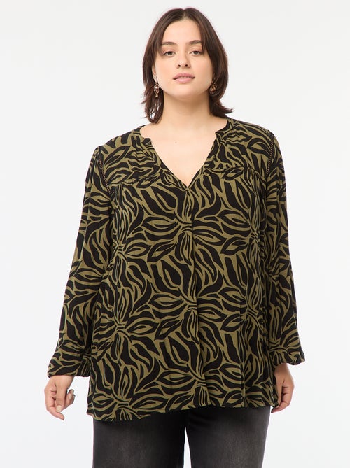 Blusa fluida com estampado em malha crepe - Kiabi