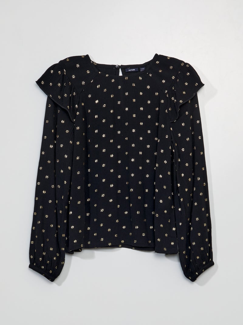 Blusa fluida com estampado PRETO - Kiabi