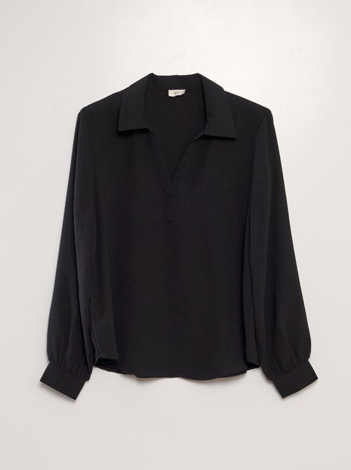 Blusa fluida com gola de polo - Kiabi