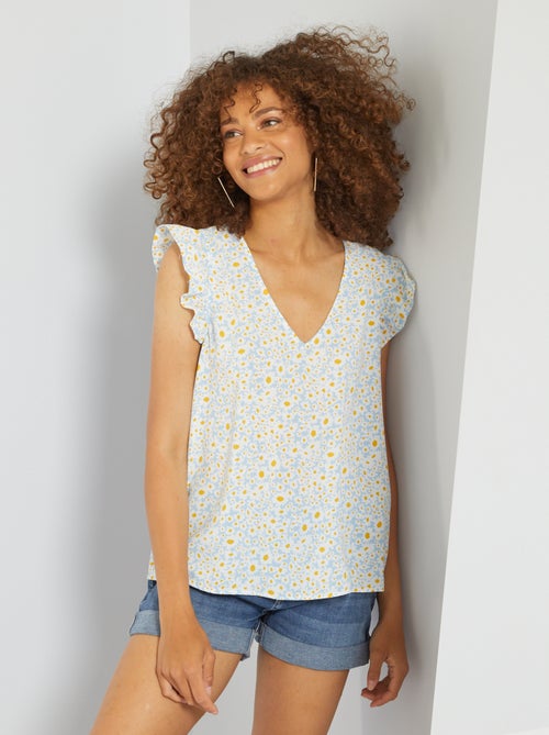 Blusa fluida com gola em bico - Kiabi