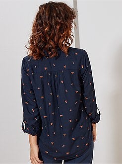 Blusa fluida com gola tunisina - Kiabi