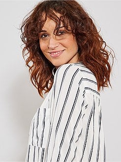 Blusa fluida com gola tunisina - Kiabi