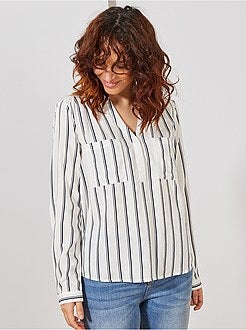 Blusa fluida com gola tunisina - Kiabi